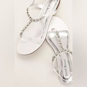 pearl and crystal encrusted dyeable t-strap sandal